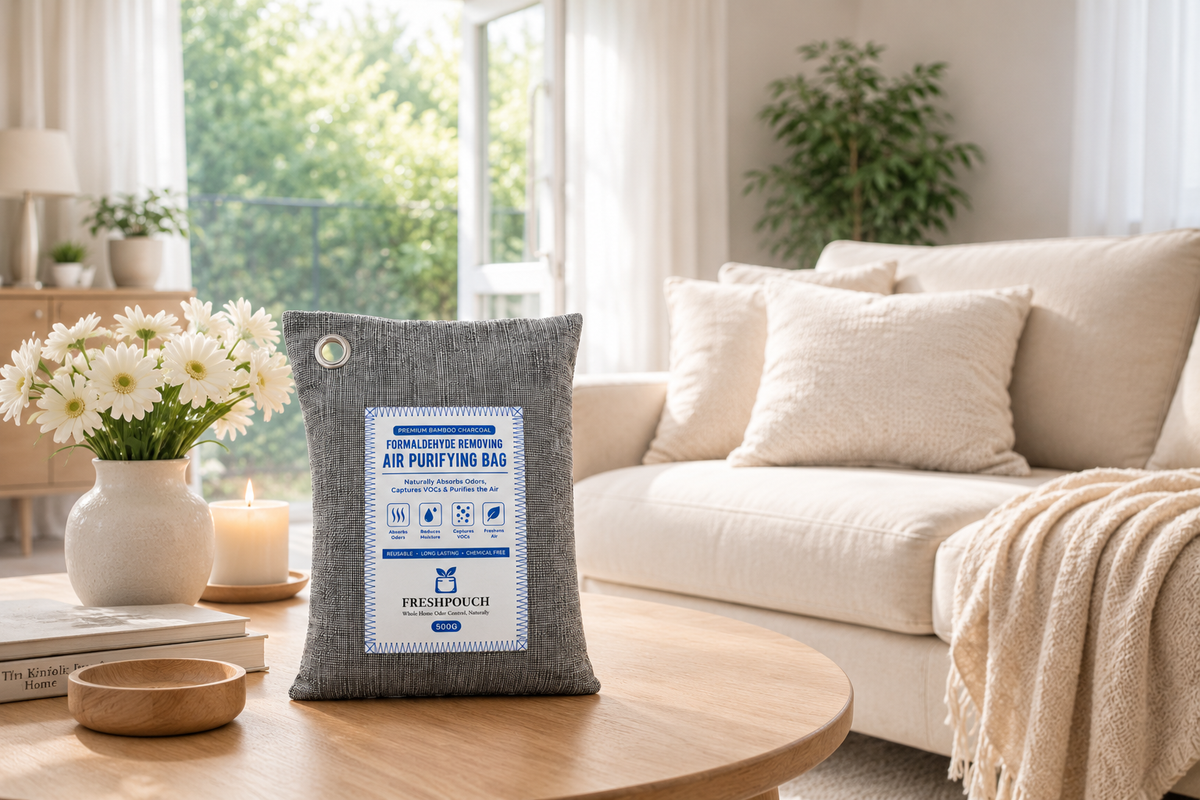 Discover how FreshPouch fragrance-free bamboo charcoal bags help adsorb unwanted odors and maintain a fresher, more comfortable living environment.