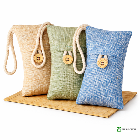 FreshPouch activated bamboo charcoal 3-pack bag for multi-room odor elimination