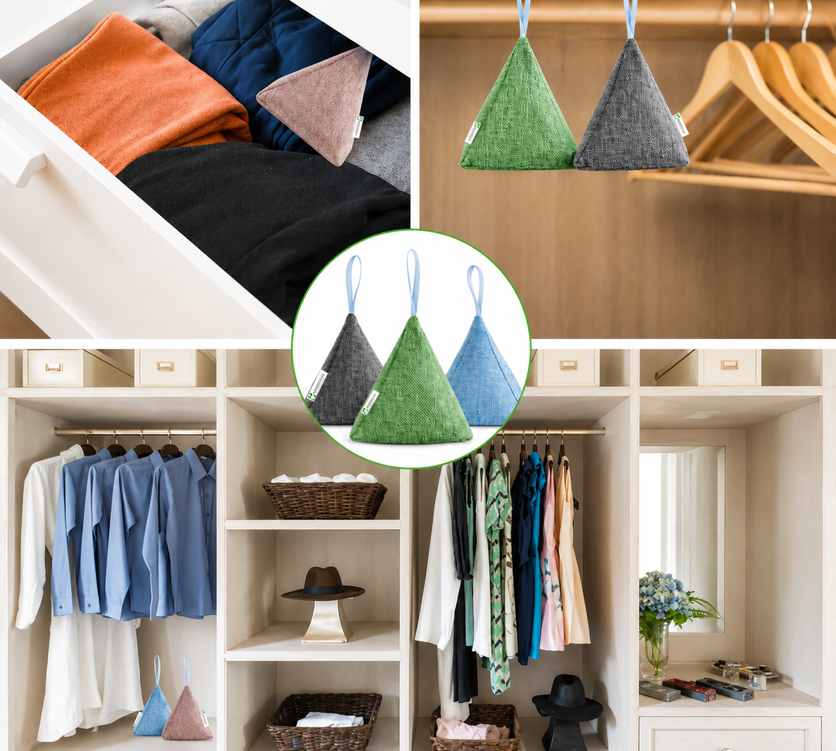 FreshPouch Home & Car Deodorizer – Triangle Bamboo Charcoal Air Purifying Bag for Cars, Furniture, Pet Areas & Large Spaces