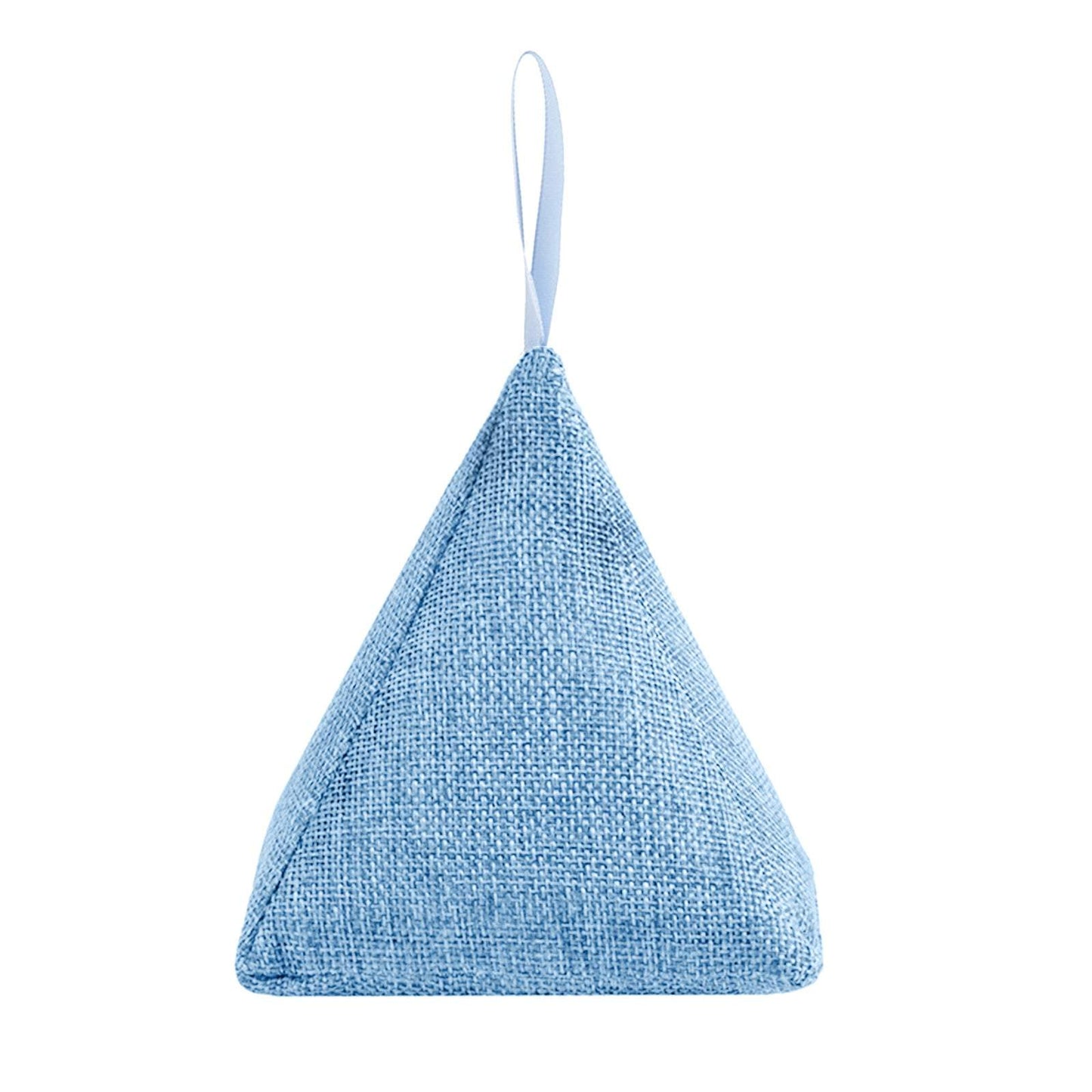 Blue textured triangle-shaped product on a white background